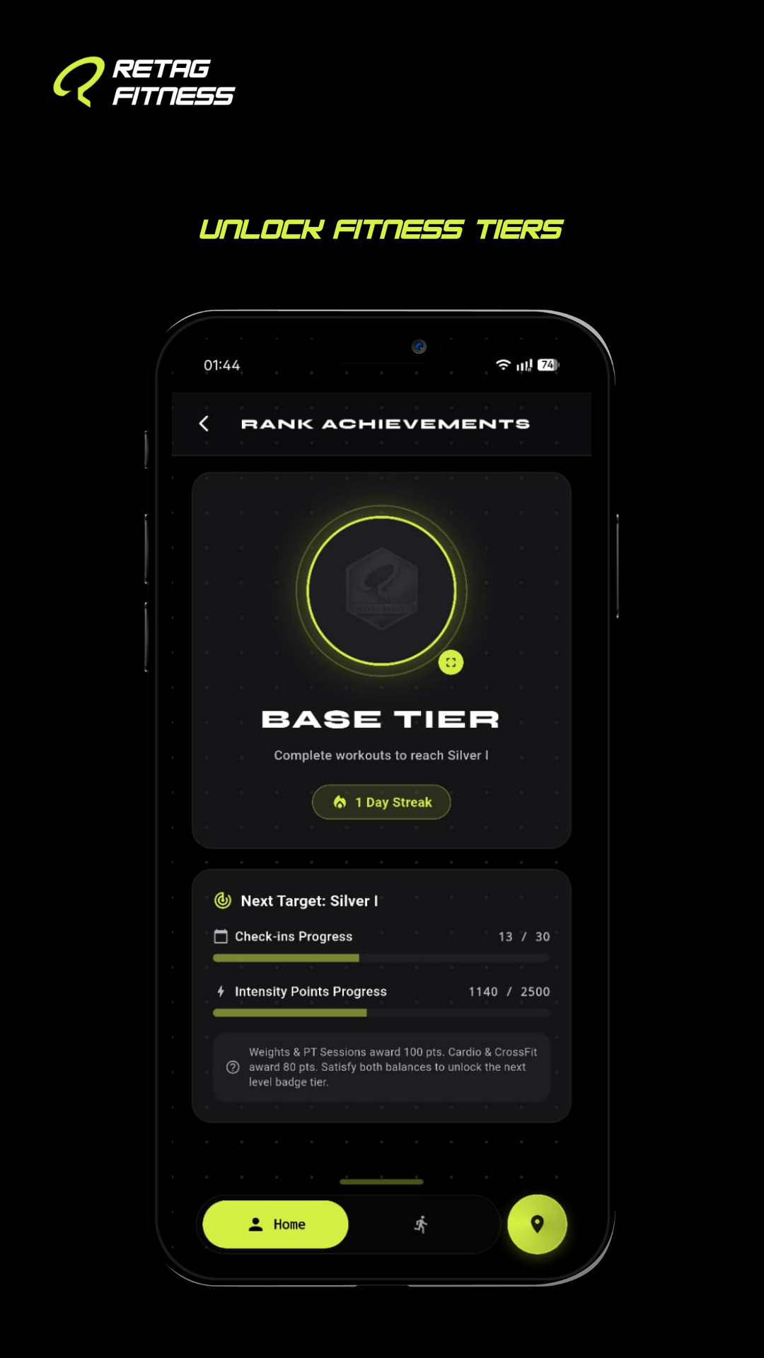 Retag Fitness App Interface 1