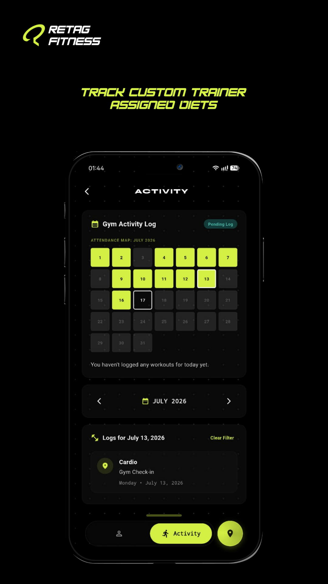 Retag Fitness App Interface 2